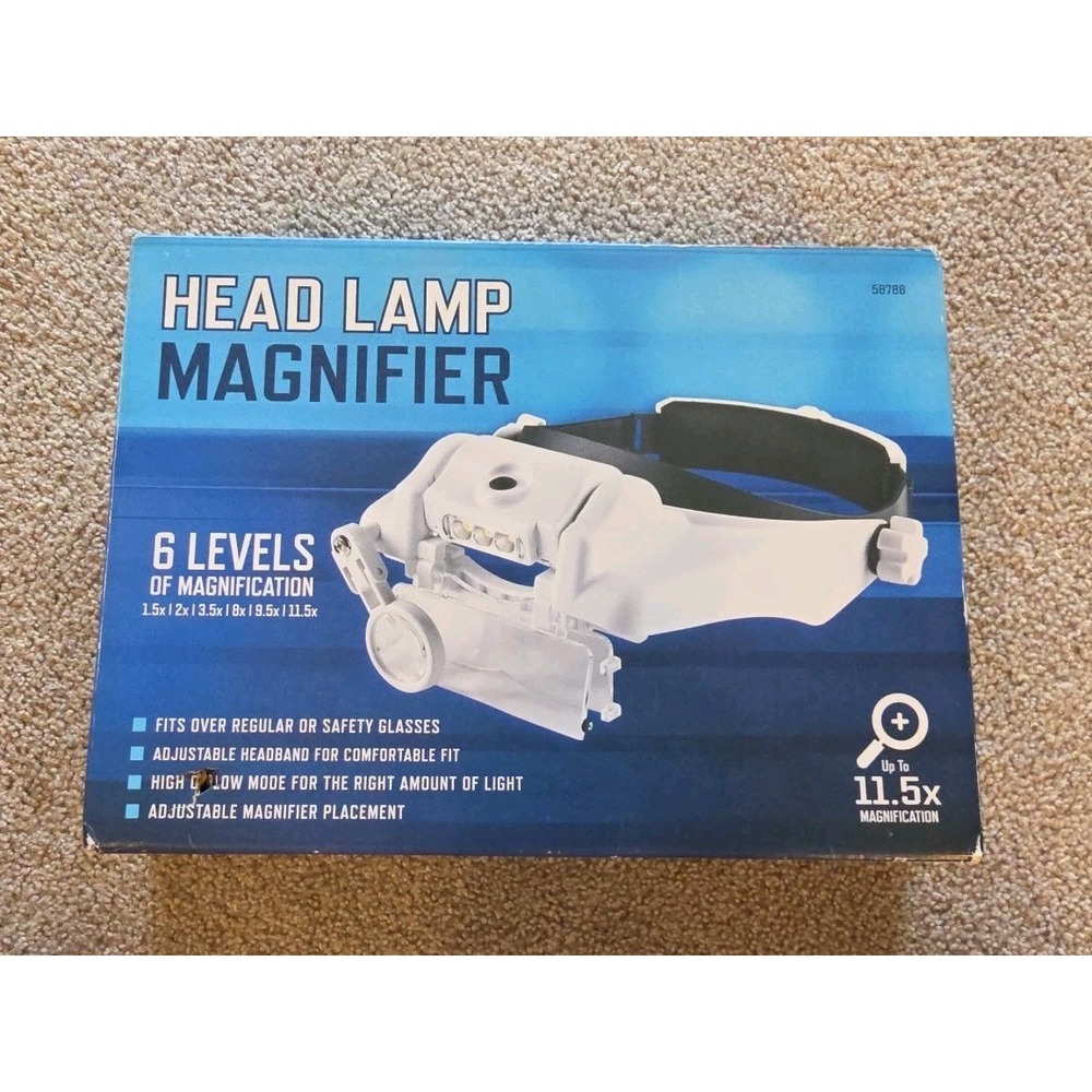 Head Lamp Magnifier with 6 Levels of Magnification! Adjustable Headband! #58788